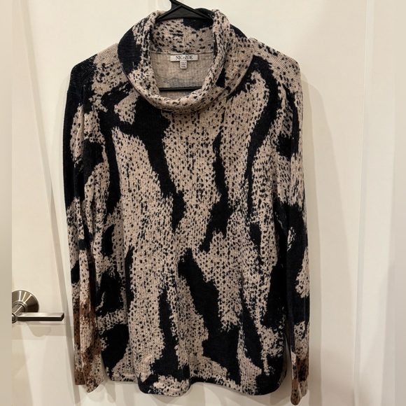 NIC + ZOE | Lightweight Cowl Neck Sweater | Black, Tan and Brown - Picture 7 of 8